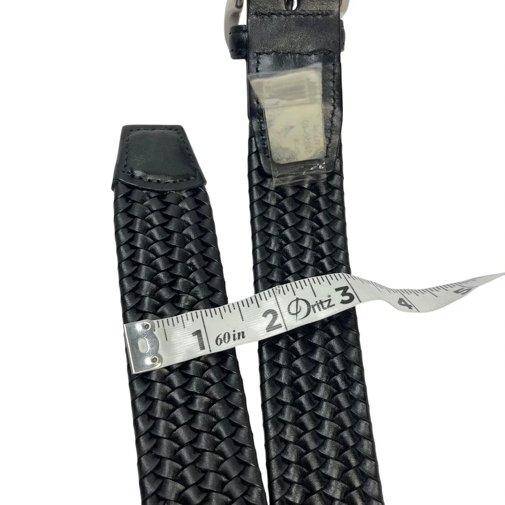 Torino Mens Woven Belt Cotton Elastic‎ Stretch Black Sz 40 Leather USA Made